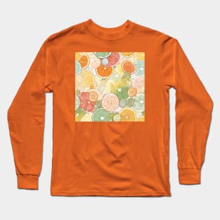 Colorful citrus slices pattern Long Sleeve T-Shirt